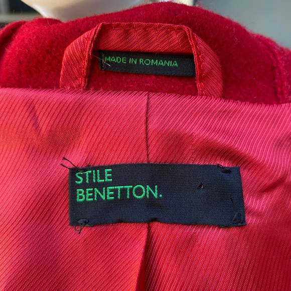 United Colors of Benetton Red Wool Toggle Hooded Coat - Picture 6 of 8